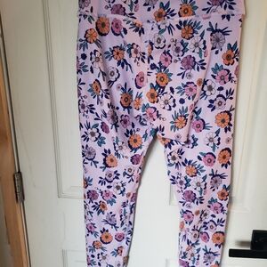 Becc Athletic Work Out Leggings, Purple Floral, Size L